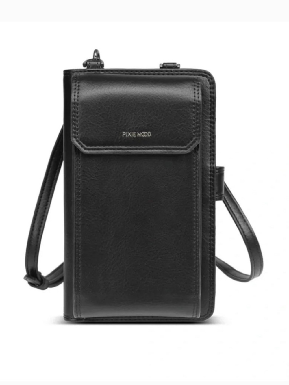 Pixie Mood Rae Vegan Leather Phone Crossbody Wallet — Sleek Black